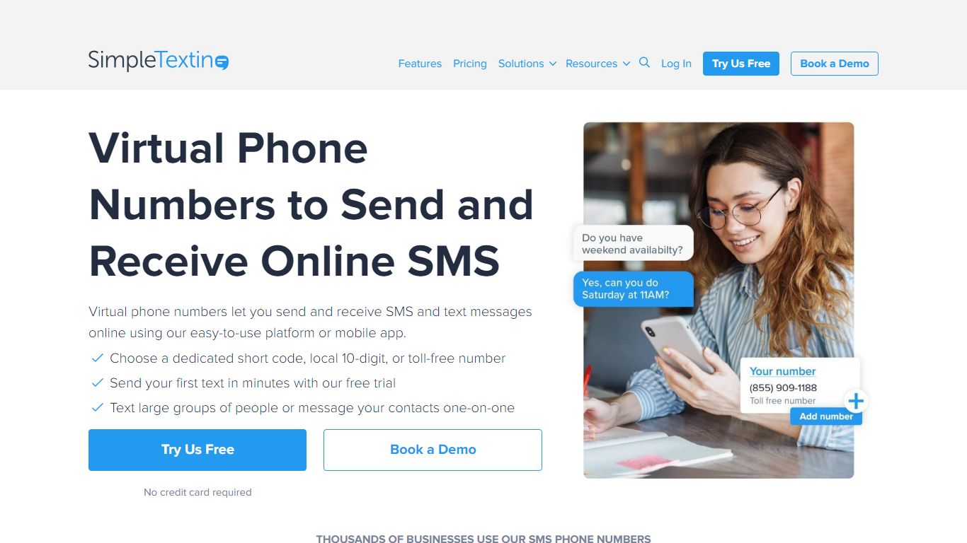 Virtual Phone Numbers - Online SMS Number for Texts | SimpleTexting